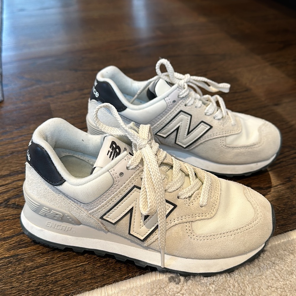 New Balance 574 black and cream